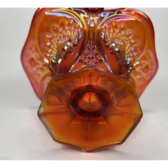 Vintage Indiana Carnival Glass Amberina Basket Starburst Shell Pattern - Picture 6 of 7